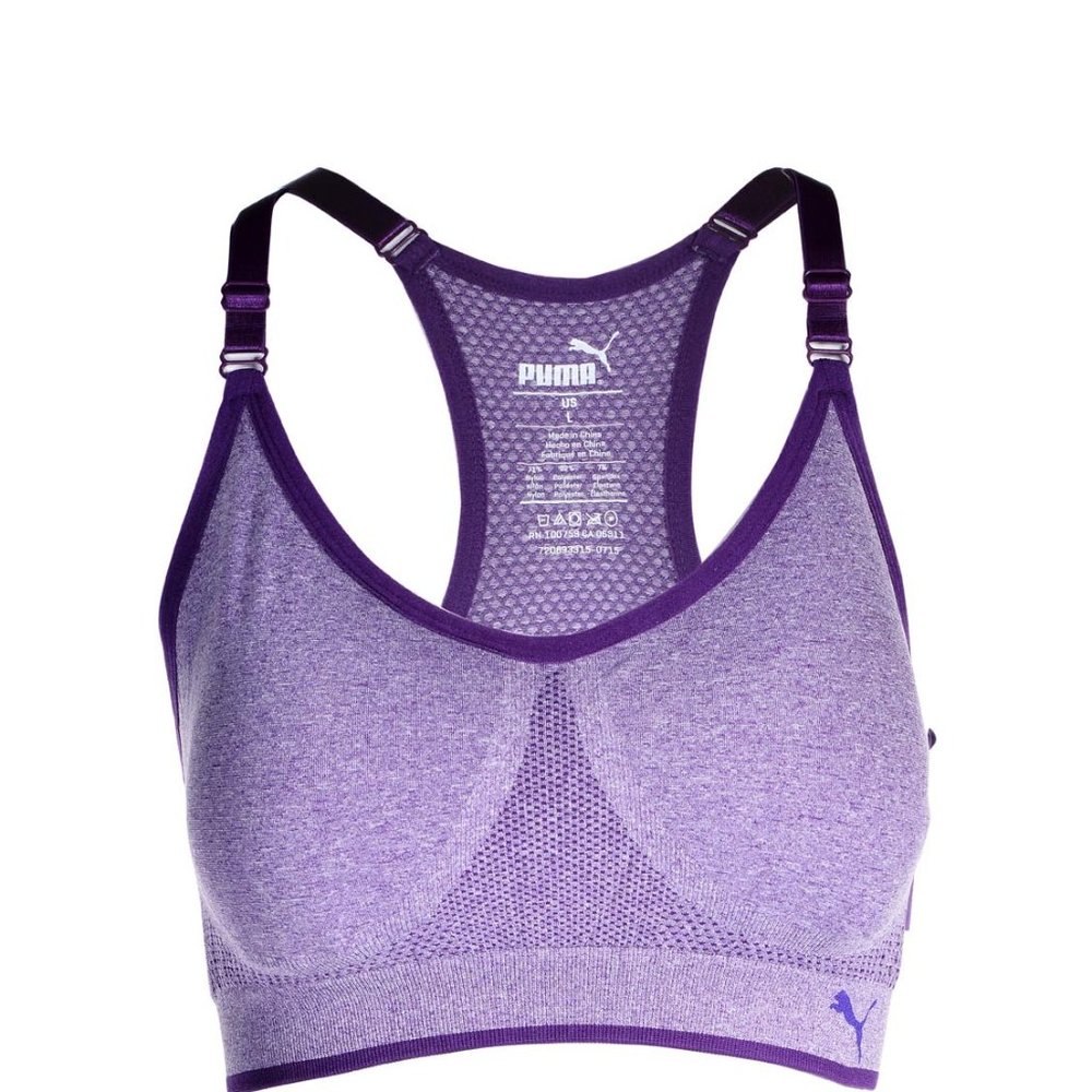 Puma Women's Seamless Sports Bra with Removable Cups, Purple